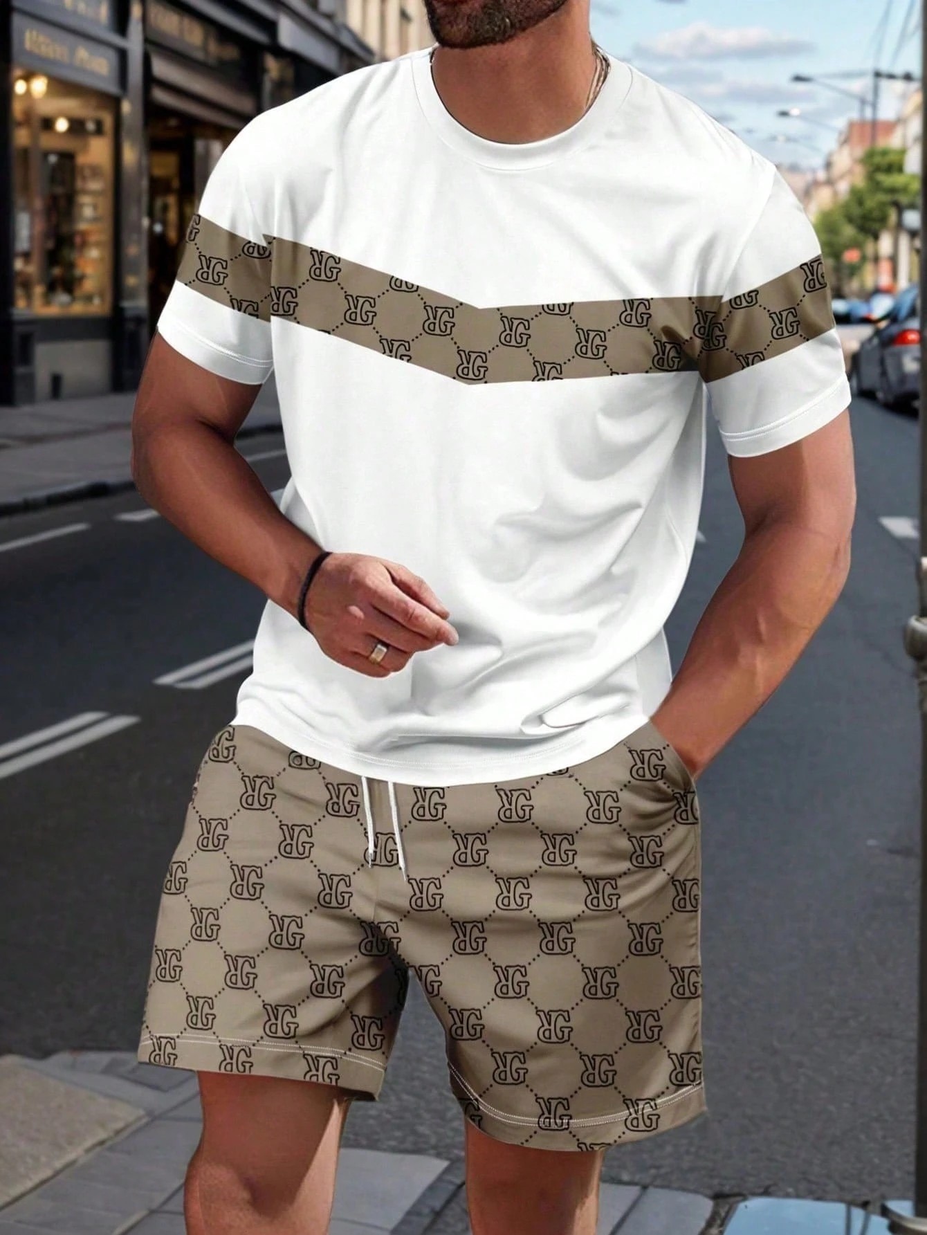 Mens Fashion Workwear - 2026年夏メンズスーツ、3Dプリント柄入り、通気性、軽量、快適、ファッショナブル、アウトドアスタイルのメンズ服