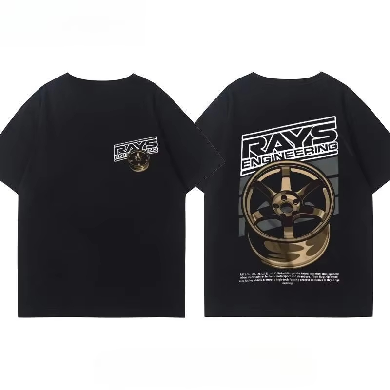 Men'S Fashion Hub - 日本の車の改造リムホイールハブ改造車用半袖Tシャツ、男女兼用コットン半袖トップス