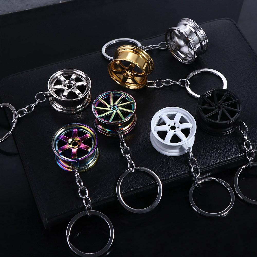 Men'S Fashion Hub - ユニークな合金製カーホイールキーホルダー ホイールハブ ミニタイヤリムキーホルダー INSキーリング メンズ