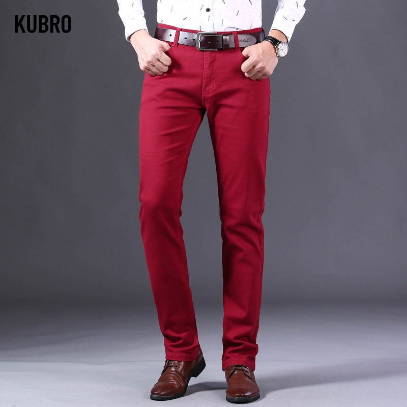 Men'S Fashion Reviews - ブランドクラシックスタイルメンズワインレッドジーンズファッションビジネスカジュアルストレートデニムストレッチパンツ男性デニムパンツ韓国レビュー