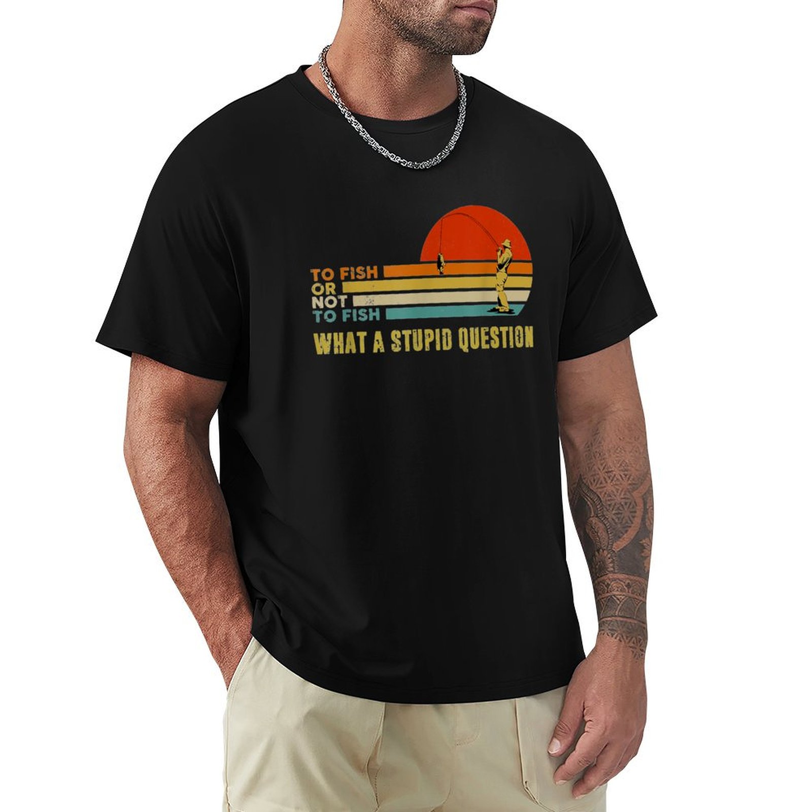 Men'S Fashion Questions - 釣るか釣らないか、なんて馬鹿げた質問だ。面白い釣りTシャツ、ファッショナブルな柄のプリントTシャツ。