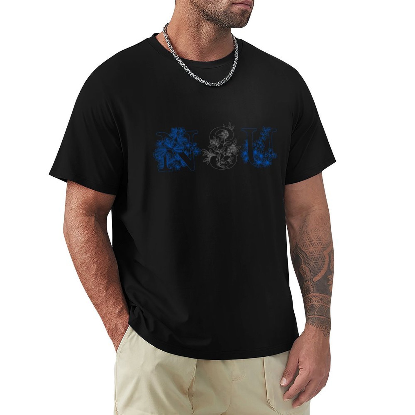 Men'S Fashion Nova - NSU ノヴァ・サウスイースタン大学 花柄Tシャツ ファッションプリント カジュアル 半袖