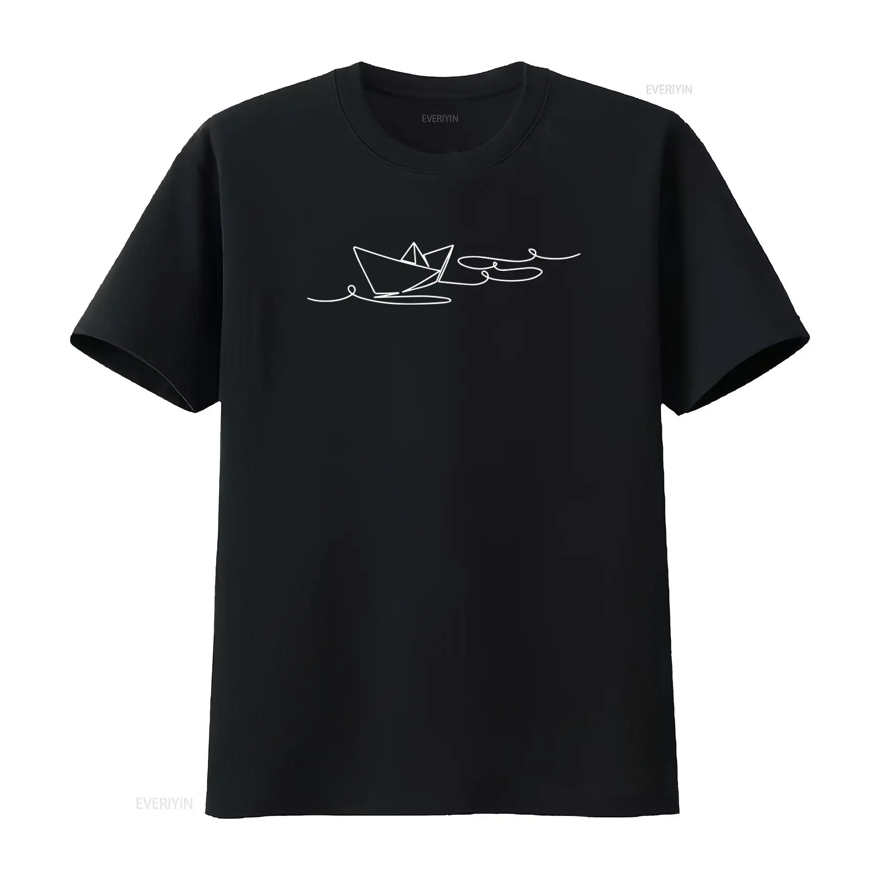 Men'S Fashion Everyday - メンズファッションTシャツ、ボートポリゴンペーパーシップ折り紙プリント、ヴィンテージウォッシュ加工、ソフトカジュアルトップス、普段着に最適
