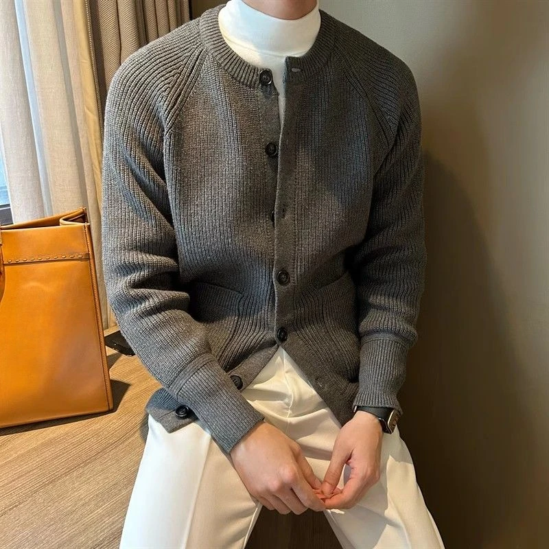 Men'S Fashion Reviews - GELITAYIN厚いニットカーディガン男無地コートポケット付きセーター男性原宿 Y2k 韓国レビュー服ファッションキャッシュ