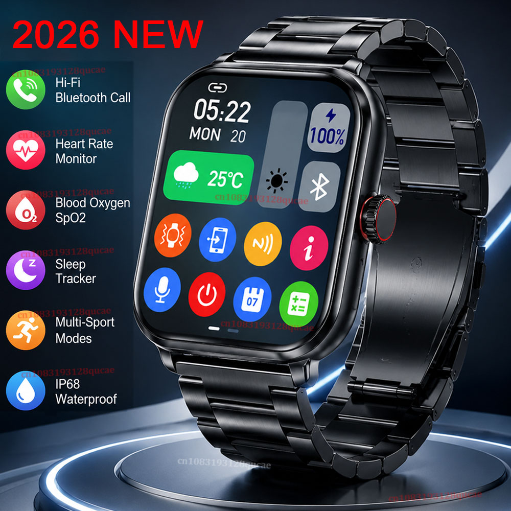 Men'S Fashion Week 2026 - 2026年新型スマートウォッチ 2.01インチHDディスプレイ Bluetooth通話 メッセージ通知 スポーツGPSトラッカー スマートウォッチ