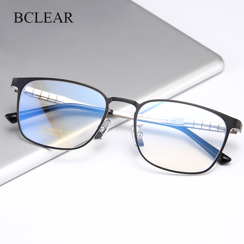 Men'S Fashion Glasses 2026 - BCLEAR 純チタンフルリムメガネフレーム男性用 2026 ファッションビジネス光学処方眼鏡クラシック男性眼鏡