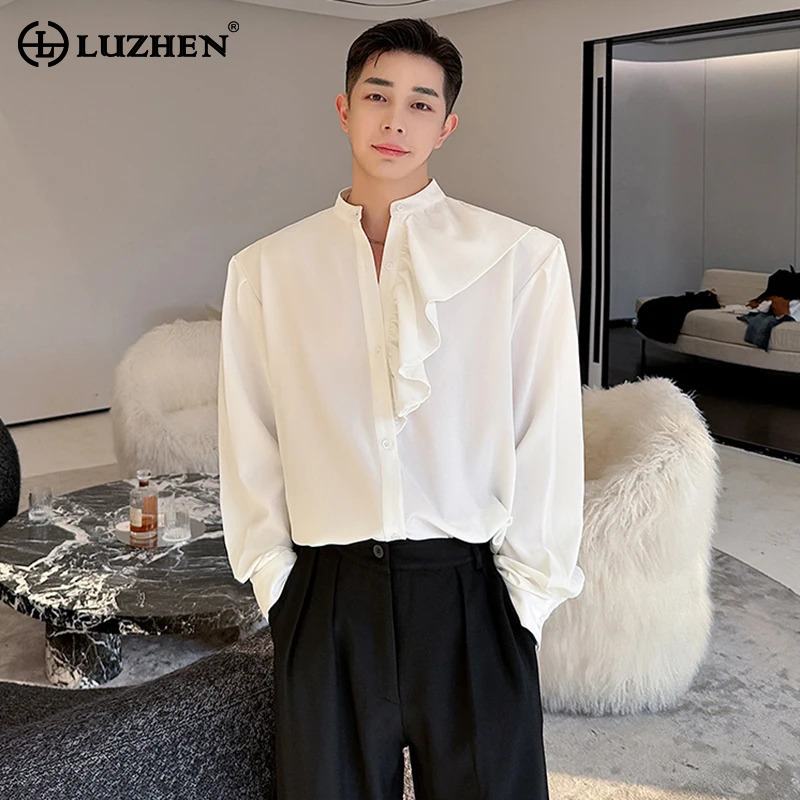 Men'S Fashion Reviews - LUZHENデザイン ロング丈 ニューファッションシャツ 高級感のあるスプライシング メンズストリートオリジナルカジュアルトップス 韓国レビュー多数