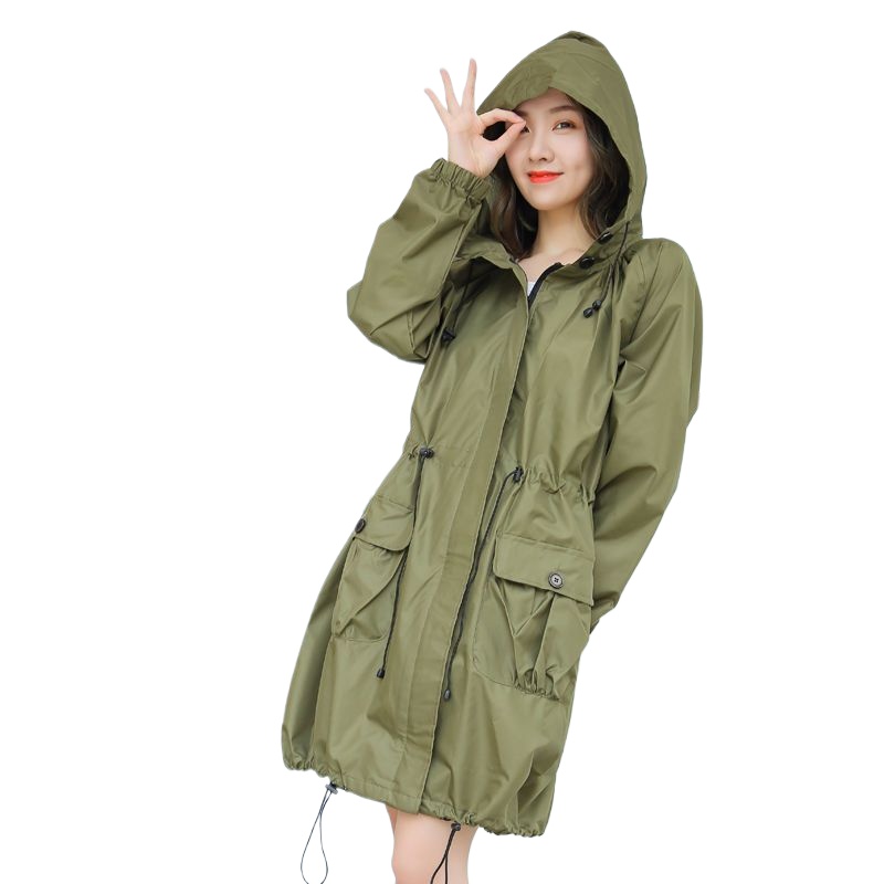 Mens Fashion Poncho - 軽量防水レインコート レディース ロング丈 フード付きジャケット 夏用 薄手