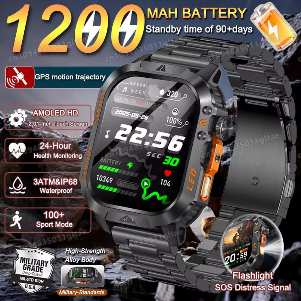 Men'S Fashion Week 2026 - 2026 新しい軍事スマートウォッチ男性 IP67 3ATM アウトドアスポーツフィットネストラッカー血圧健康モニター BT