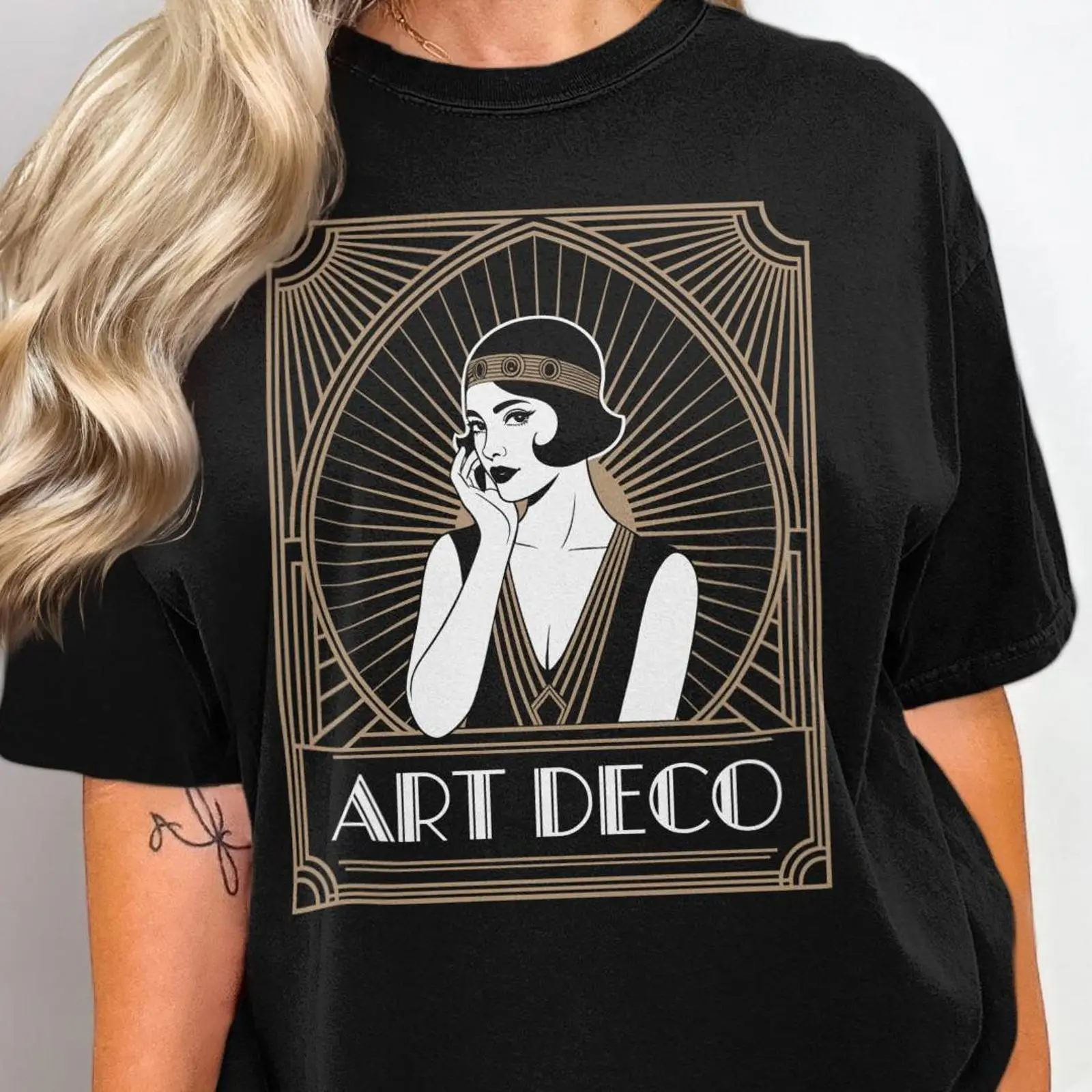Men'S Fashion Roaring 20S - アールデコ フラッパーガール Tシャツ 20年代ファッション ヴィンテージ ウォッシュド