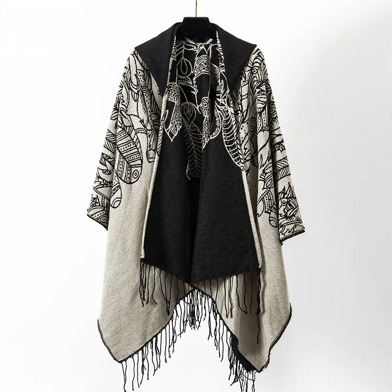 Mens Fashion Poncho - ヴィンテージタッセルケープコートフリンジポンチョ男性コートボヘミアンショールスカーフ暖かいカシミヤブレンドパシュミナプリントケープビッグサイズショール