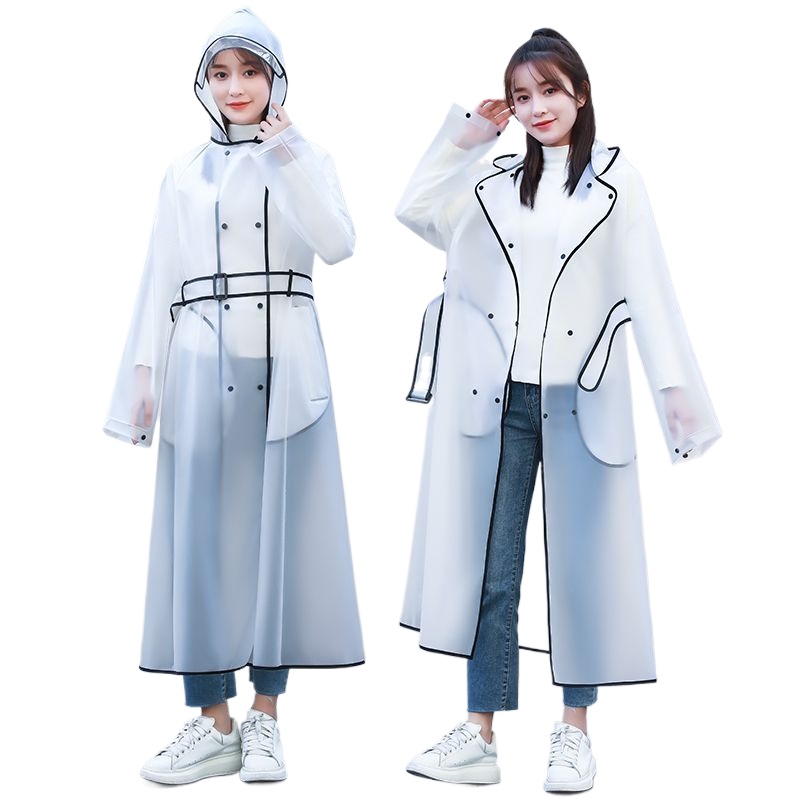 Mens Fashion Poncho - ファッショナブルな一人用透明レインコート、ロング丈フード付きレインポンチョ、アウトドアハイキング、学生用全身レインウェア、男女兼用