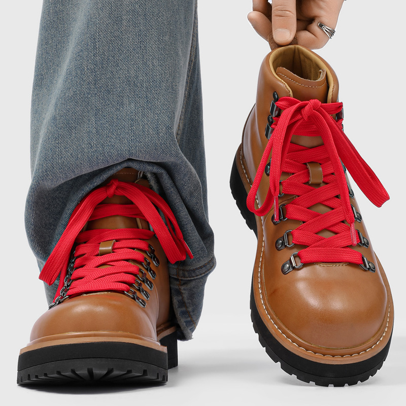 Mens Fashion Workwear - 春の新作メンズダービーシューズ 厚底身長アップ ラウンドトゥ ワークウェアスタイル カジュアルファッションスニーカー 40521-J