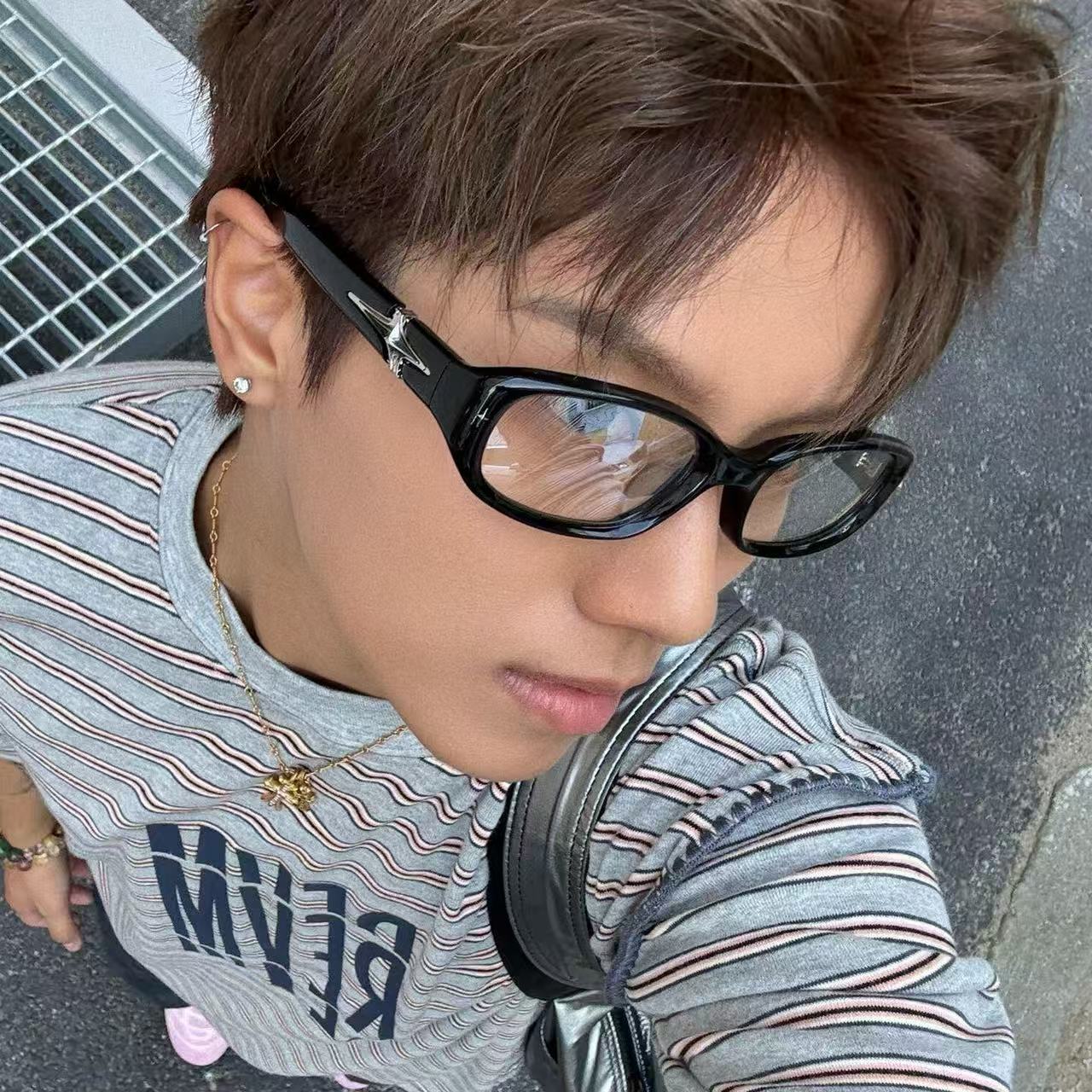 Men'S Fashion Glasses 2026 - 2026年最新ファッションGMメガネ 男女兼用 小さめスクエア キャットアイ ブラックフレーム プレーンフラットミラー