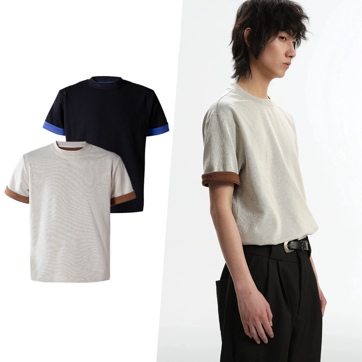 Men'S Fashion Reviews - 半袖Tシャツ メンズ ラウンドネック 半袖 コントラストカラー ライトヴィンテージスタイル