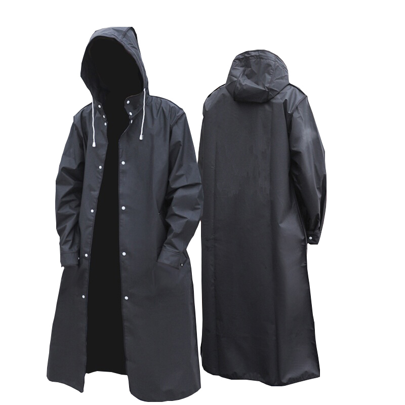 Mens Fashion Poncho - 黒のファッション大人の防水ロングレインコート女性男性レインコートフード付き屋外ハイキング旅行釣り登山肥厚