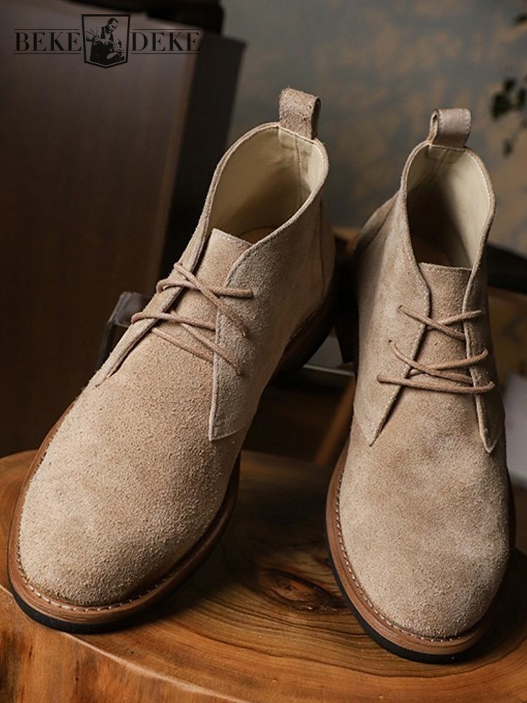 Mens Fashion Workwear - ファッション多用途男性レースアップカラーブロック牛スエードラウンドトゥ耐久性のある手作りアンクルブーツレジャープラットフォーム作業靴