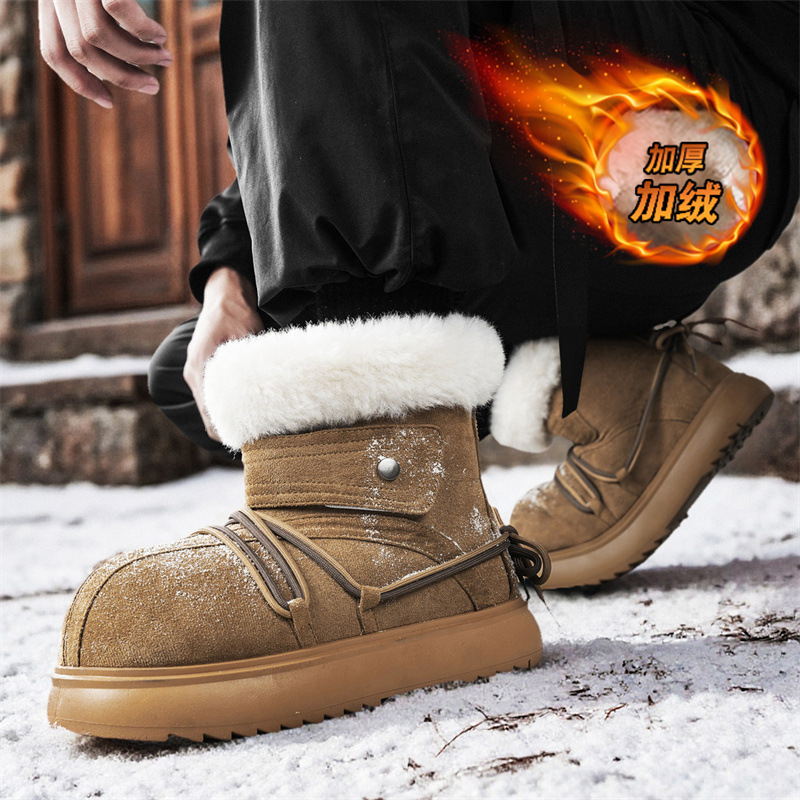 2025年新作 冬用 メンズ スノーブーツ レザー 暖かい裏 - Mens Fashion Trainers のレビューと価格