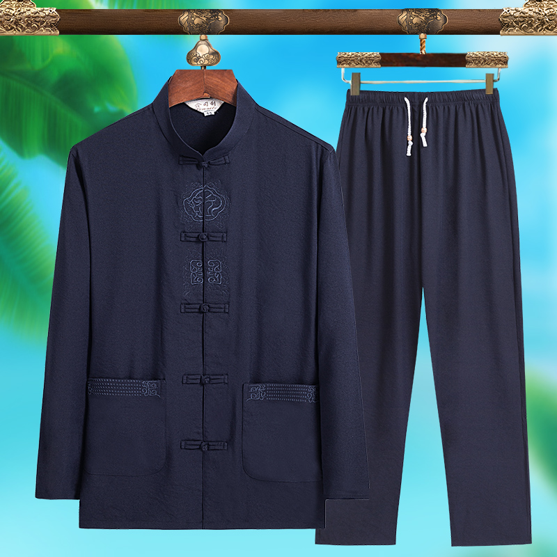 高品質メンズファッショナブルな唐服、純シルク軽量長袖セット、 - Mens Fashion Workwear のレビューと価格