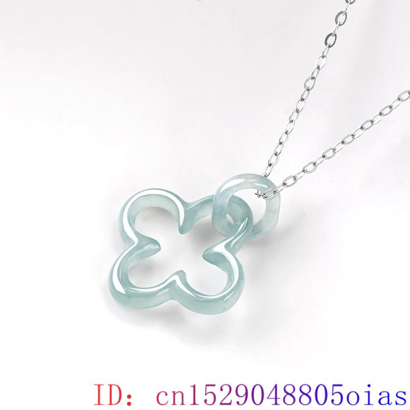 ブルージェイド4リーフクローバーペンダントネックレス、天然バ - Men'S Fashion Necklaces のレビューと価格