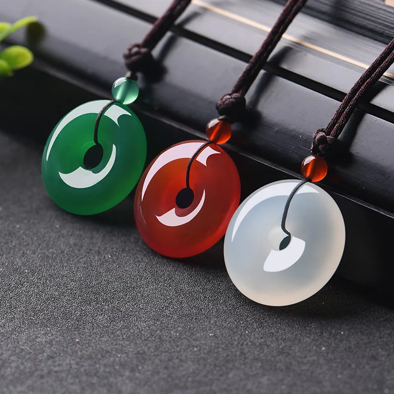 色とりどりの天然翡翠ネックレス,ドーナツペンダント,瑪瑙,フ - Men'S Fashion Necklaces のレビューと価格