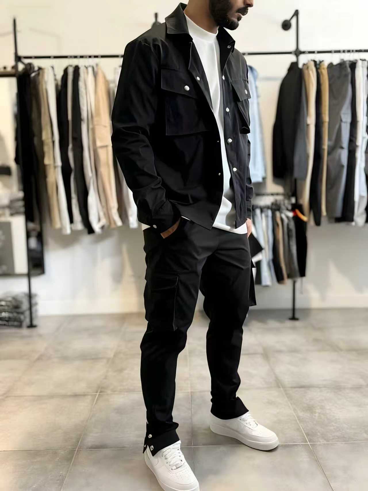 メンズファッションソリッドカラーワークウェア春秋新作長袖ジャ - Mens Fashion Workwear のレビューと価格
