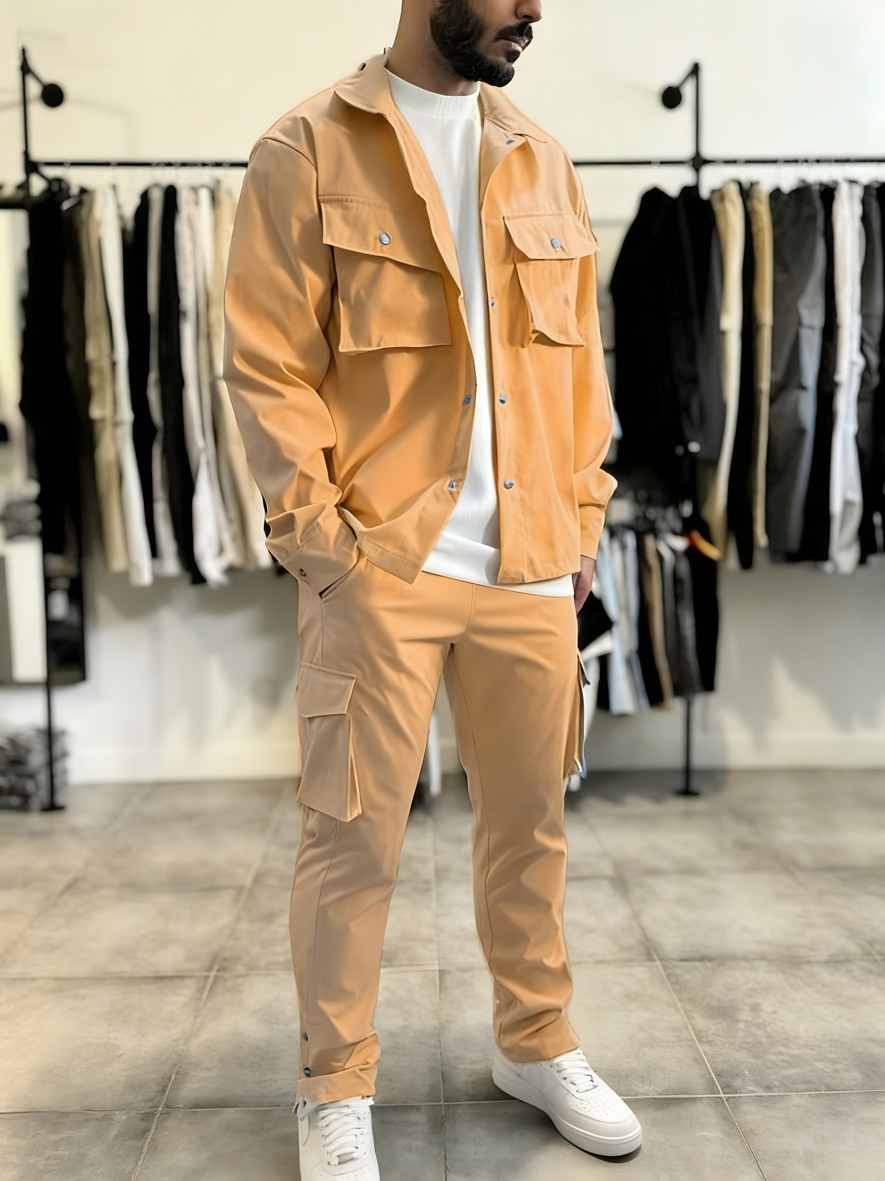 メンズファッションソリッドカラーワークウェア春秋新作長袖ジャ - Mens Fashion Workwear のレビューと価格