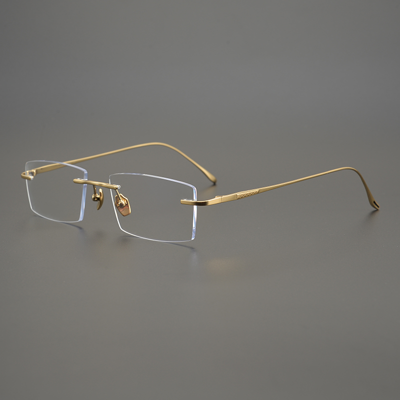 2026 純チタン超軽量スクエアリムレスメガネフレーム男性女 - Men'S Fashion Glasses 2026 のレビューと価格