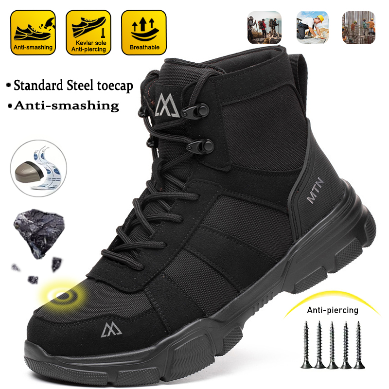 メンズ耐衝撃・耐穿刺鉱山用ブーツ、スチールトゥ作業靴、壊れな - Mens Fashion Trainers のレビューと価格