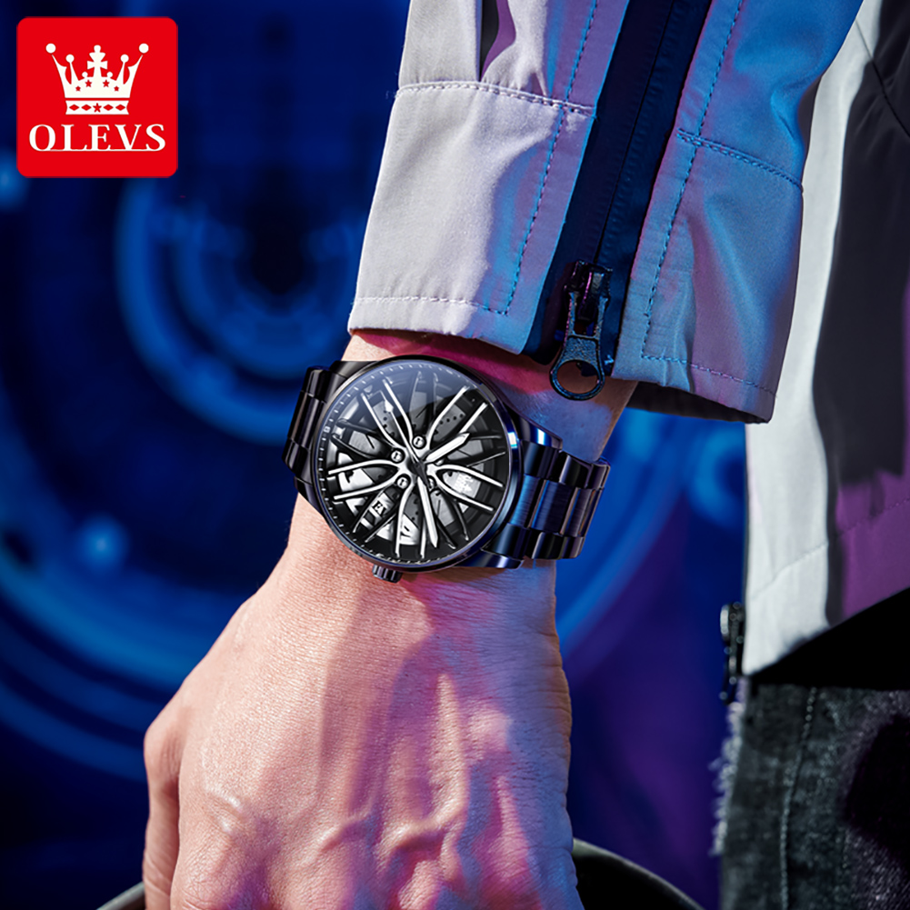OLEVS メンズ腕時計 クリエイティブ3D回転車輪デザイン - Men'S Fashion Hub のレビューと価格