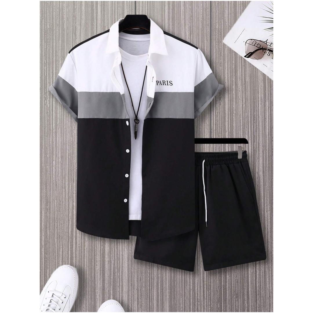メンズファッションスーツ 青と白のパッチワークカラー シング - Mens Fashion Workwear のレビューと価格