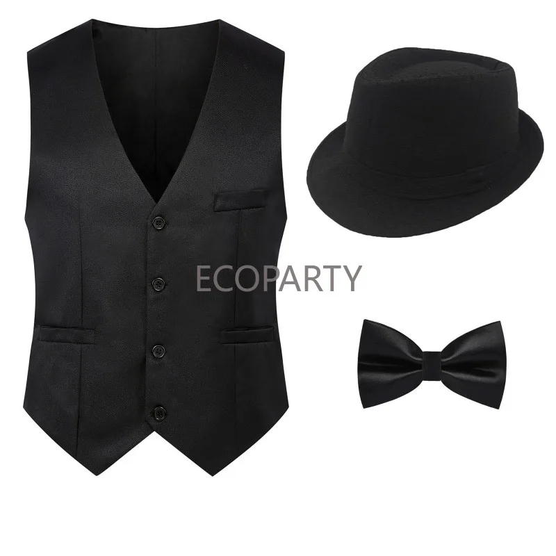 ギャツビー-男性用のギャングスターベスト,フェドーラ帽子,蝶 - Men'S Fashion Roaring 20S のレビューと価格