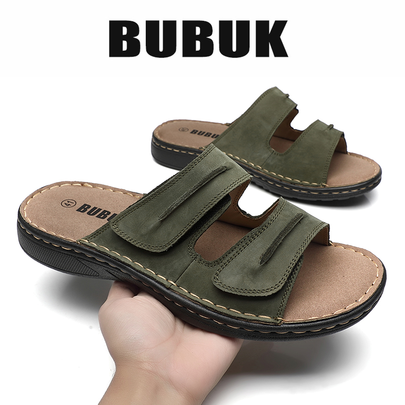 Bubuk メンズ本革スポーツスリッパ、オープントゥアウトド - Mens Fashion Workwear のレビューと価格