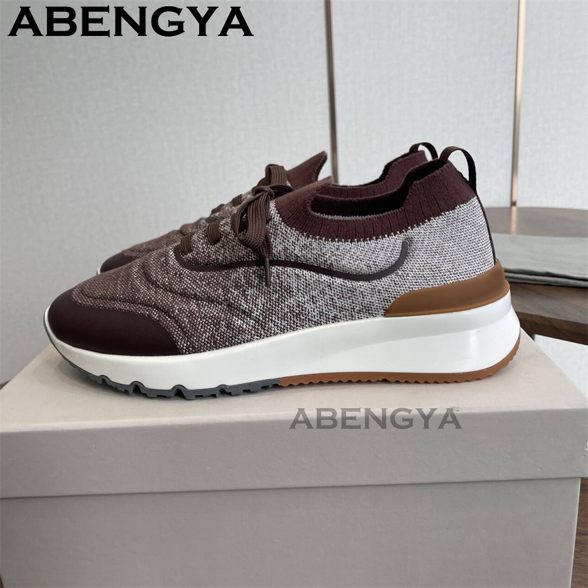 男性新マルチカラーニットローファー靴ラウンドトゥレースアップ - Mens Fashion Trainers のレビューと価格