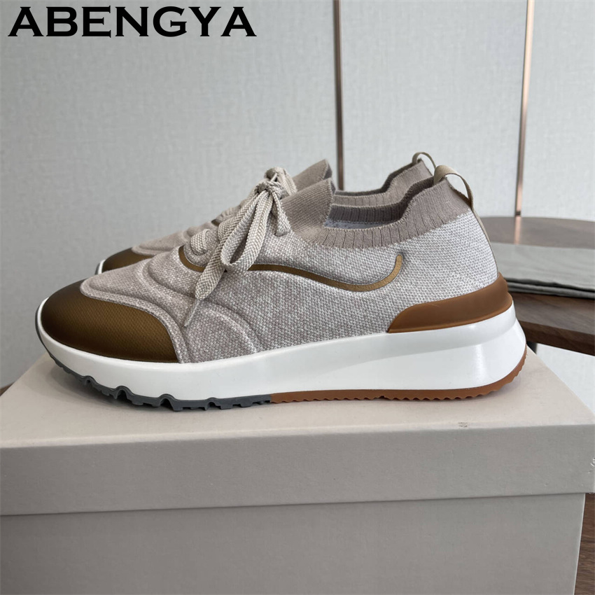 男性新マルチカラーニットローファー靴ラウンドトゥレースアップ - Mens Fashion Trainers のレビューと価格