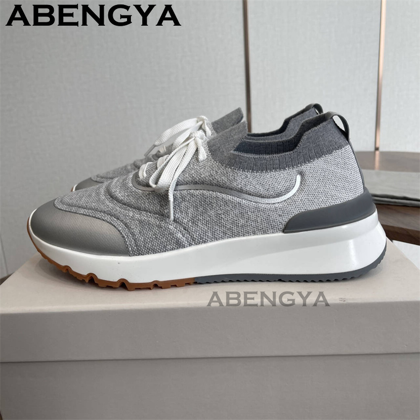 男性新マルチカラーニットローファー靴ラウンドトゥレースアップ - Mens Fashion Trainers のレビューと価格